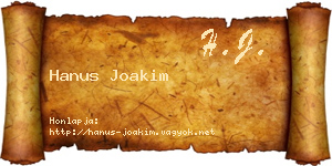 Hanus Joakim névjegykártya